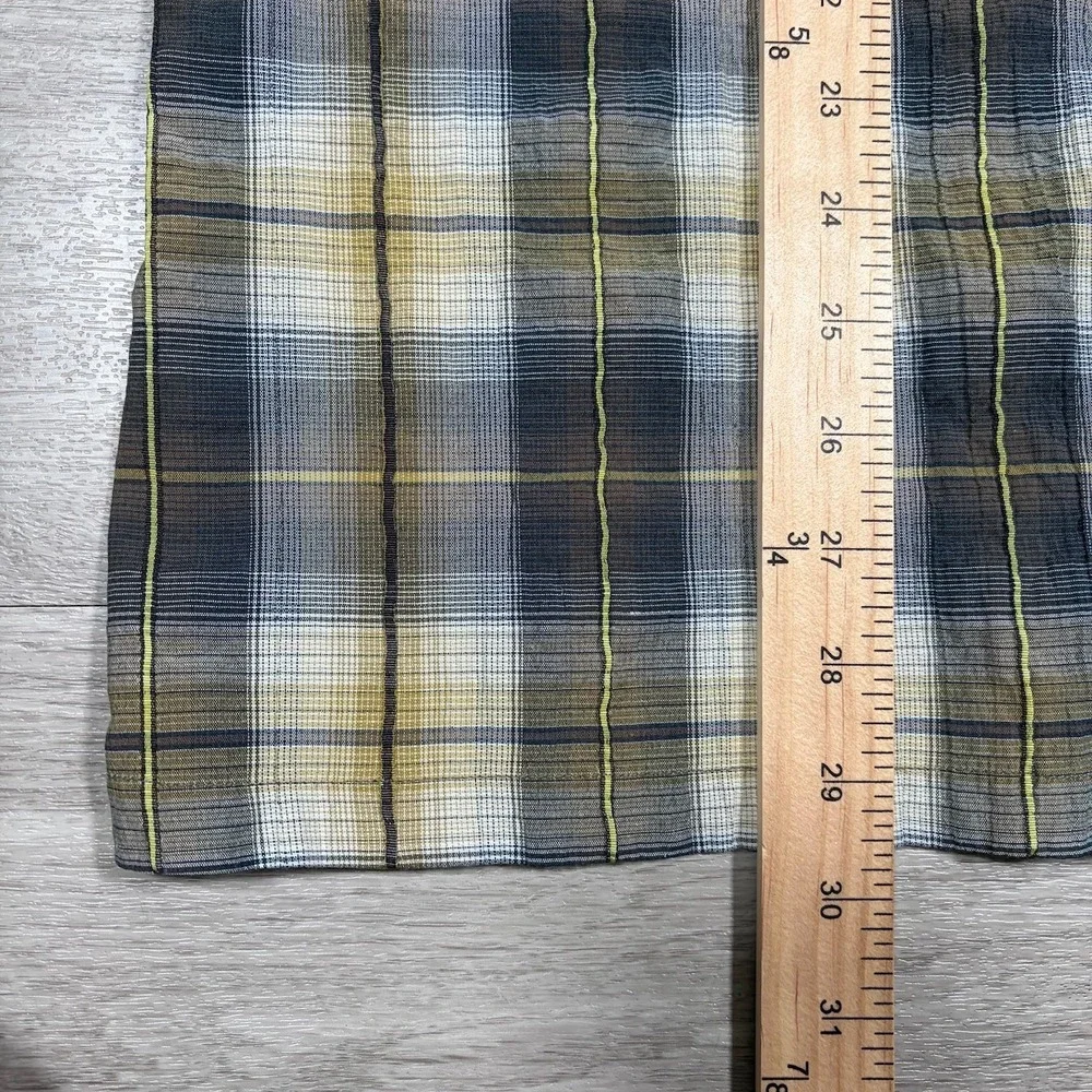 KUHL Shirt Men Large Plaid Crinkle Cotton Long‎ Sleeve Button Up Hiking Camping